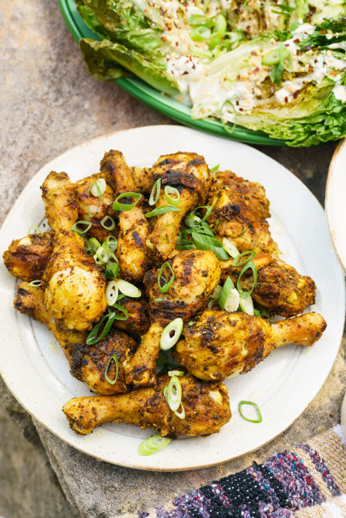 Golden Pepper Drumsticks w/ Charred Cos Blue Cheese Salad